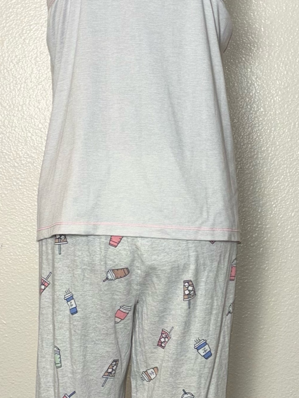 Life Is Good Pajama Set White Daisy Tank, Light Gray Lounge Pants women's medium - Picture 11 of 16